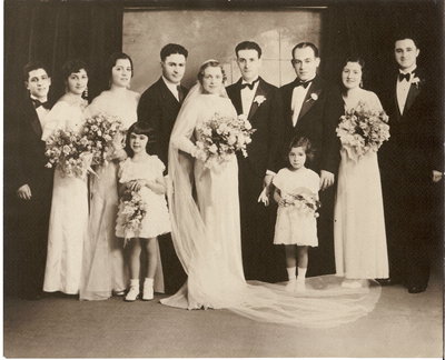 Betty Policar and Samuel Alhadeff's wedding party