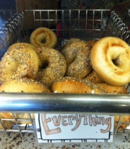 A selection of tasty everything bagels.