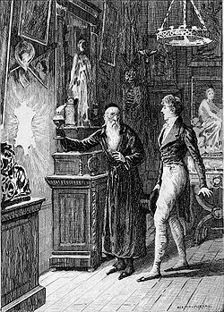 Depiction of Raphaël and the antique dealer by Adrien Moreau. From an English translation of Balzac’s La Peau de Chagrin (The Magic Skin) published in Philadelphia, 1897.