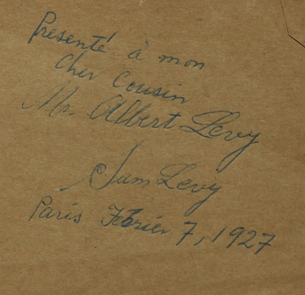 Inscription of Sam Levy to Albert