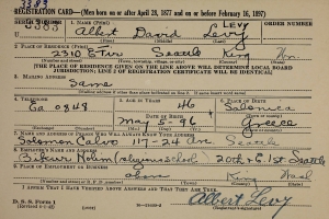 Draft card confirming Levy's residence in Seattle