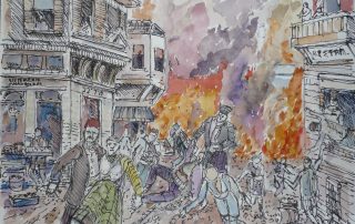 “Study for 1917 Fire —Salonika” (2016) by Harry I. Naar (Courtesy of Naar)