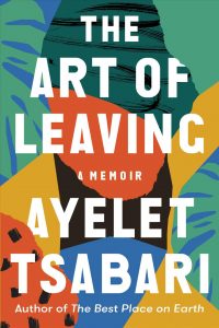 Cover of the book "The Art of Leaving: A Memoir," with title in blocky text on a colorful, stylized background that suggests plants above desert