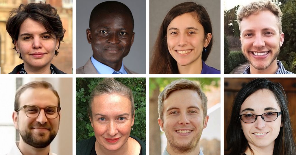 Collage showing the portraits of the eight 2019-2020 graduate fellows in Jewish studies