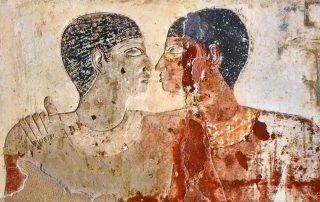 Ancient image of two men kissing