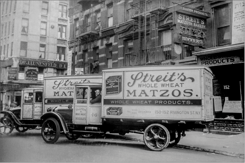 Photo of Streit's matzah truck taken on Rivington Street in New York, 1935.