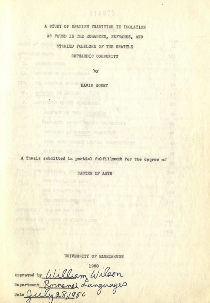 Cover of David Romey's master's thesis.
