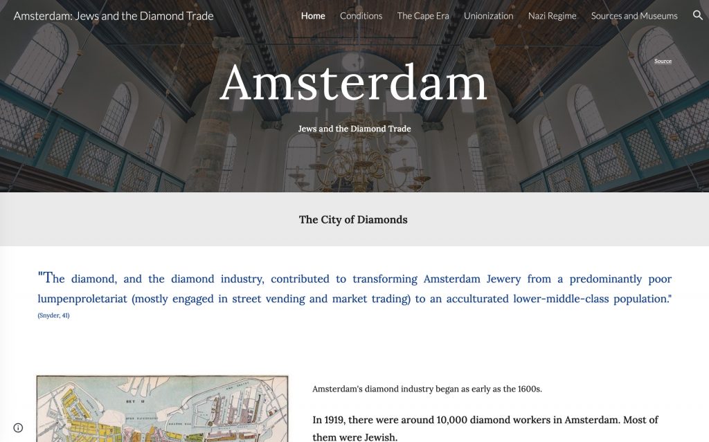 Screencap of website homepage with "Amsterdam" in its top banner