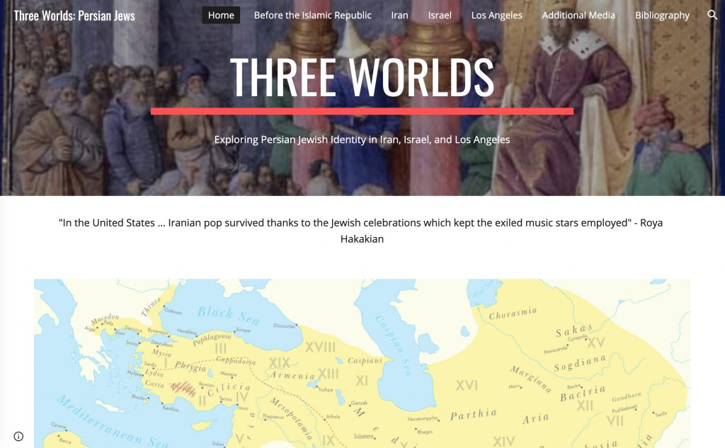 Screencap of website homepage with "Three Worlds" in the top banner