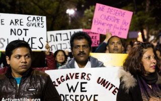 migrant caregivers protesting in Israel/Palestine