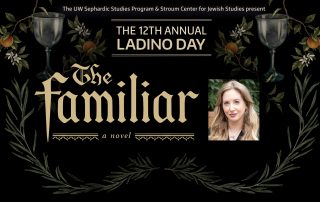 Banner showing "12th Annual Ladino Day," "The Familiar" book title, and a photo of Leigh Bardugo