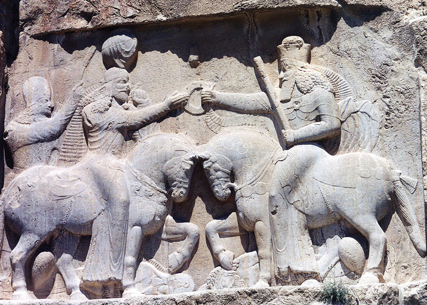 Stone relief showing the coronation of Ardashir I, from a necropolis in Iran