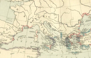 Historic map of Iberia and the Mediterranian Sea