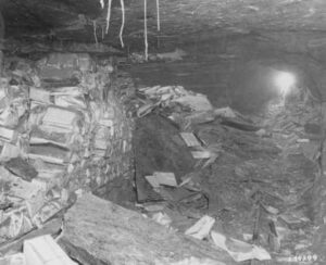 Looted documents in the cellar of the Institute for Research into the Jewish Question in Frankfurt, 1945