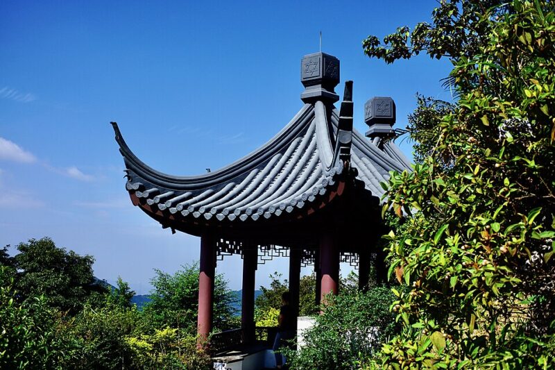 View of the Kadoorie Brothers Memorial Garden in the Kadoorie in the Kadoorie Brothers Farm and Botanic Garden in Hong Kong