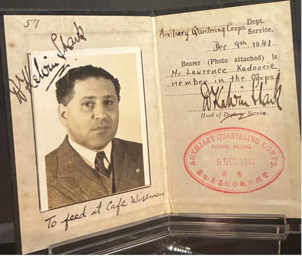 Lawrence Kadoorie’s personal pass during Japan’s occupation of Hong Kong, The Hong Kong Heritage Project, Kowloon, taken by author in June 2025.